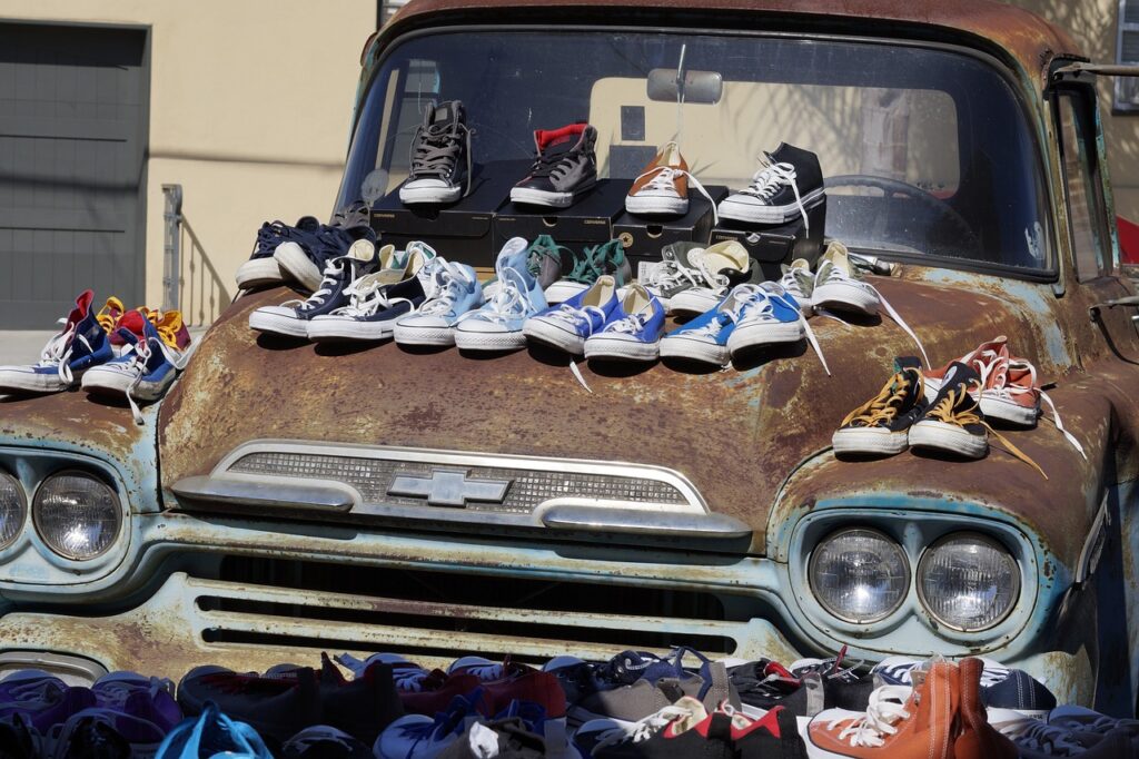 shoe-sale-sidewalk-sale-rusty-truck-973517 shoe sale, sidewalk sale, rusty truck-973517.jpg